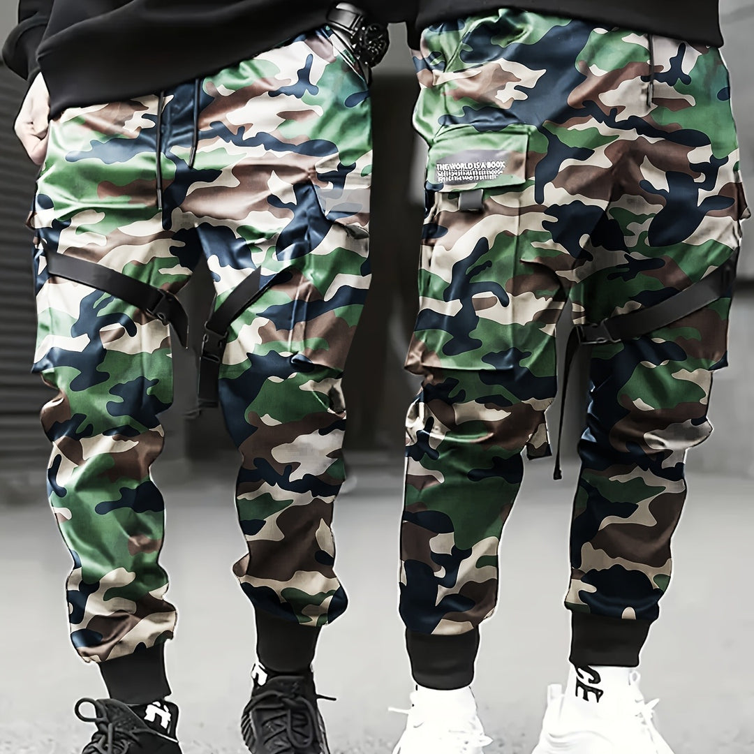 Herren Utility‑Cargo‑Jogginghose mit elastischem Bund, verstellbaren Beinriemen & Multifachtaschen Drune