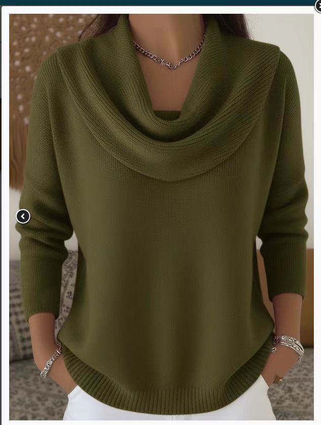 Damen Stylischer Bootcut Pullover mit Wasserfall-Ausschnitt Drune