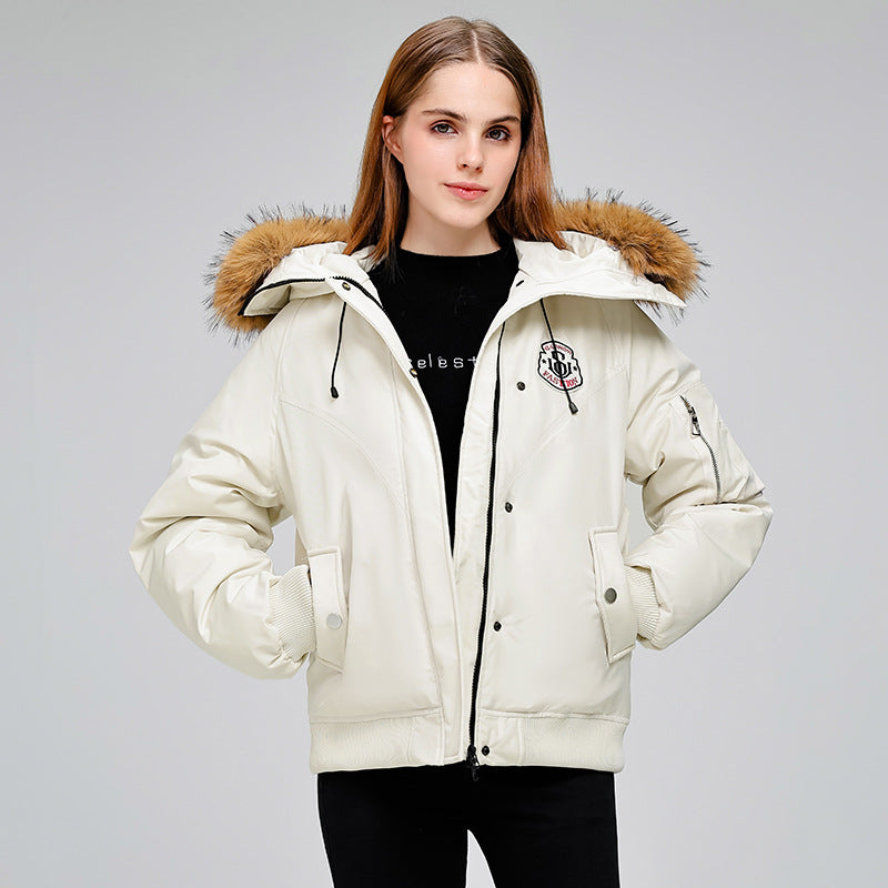 Damen Sportliche Pufferjacke mit abnehmbarem Kunstfellkragen und praktischen Taschen Drune