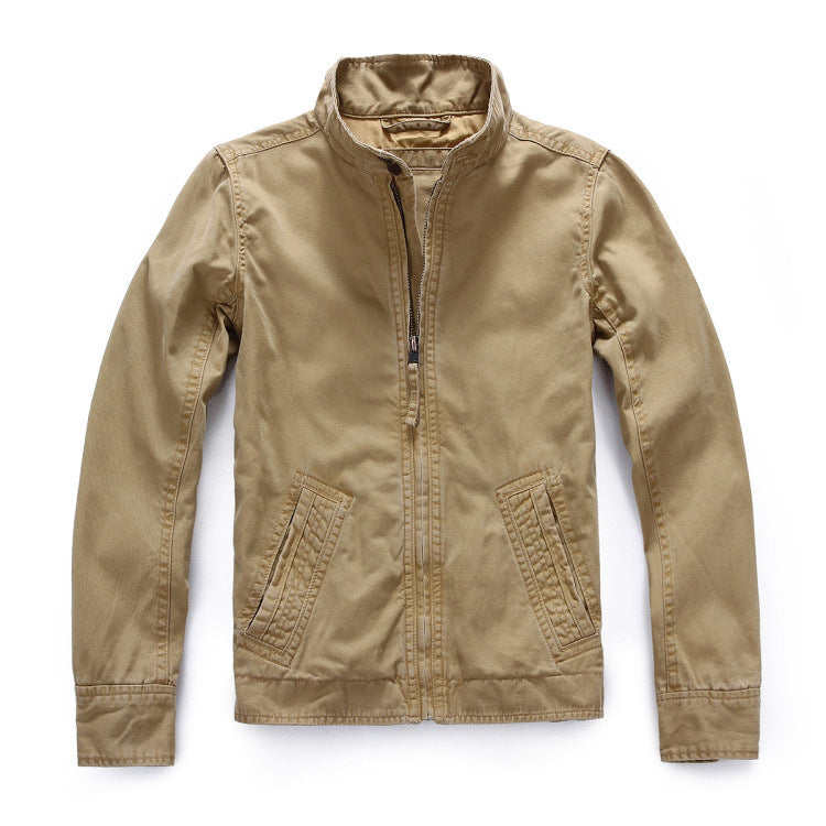 Herren leichte Baumwoll-Twill Feldjacke mit Stehkragen und Reißverschluss Drune