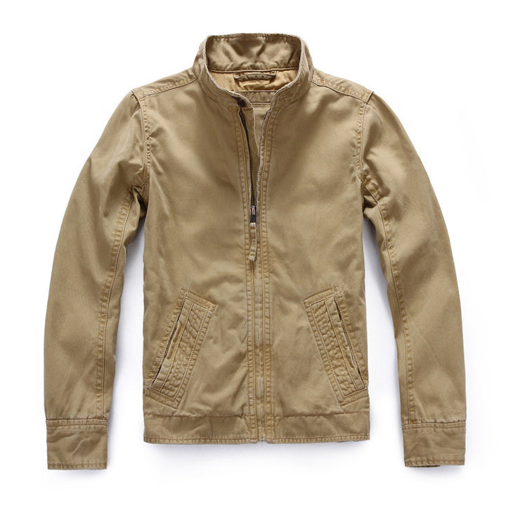 Herren leichte Baumwoll-Twill Feldjacke mit Stehkragen und Reißverschluss Drune