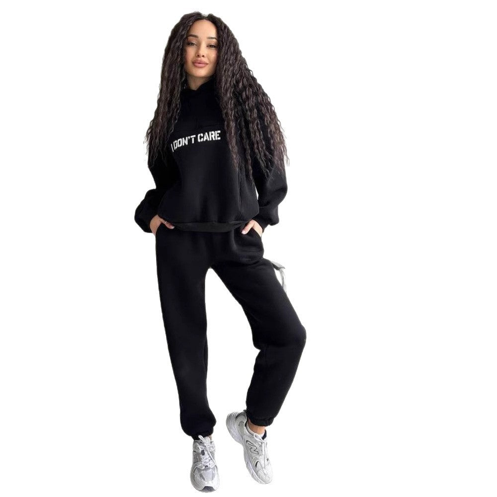 Damen Oversized Hoodie- und Jogginghose-Set aus French-Terry mit Statement-Print Drune