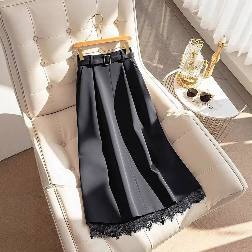 Damen Elegante Maxirock mit Spitzenbesatz Drune
