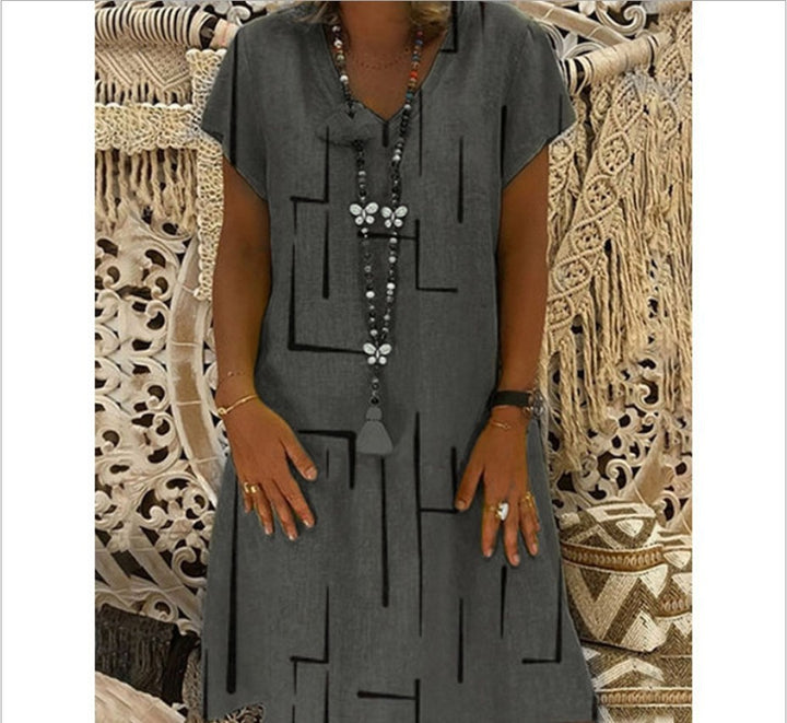 Damen Lässiges Sommerkleid mit modernem grafischem Design und schmeichelndem Schnitt Drune