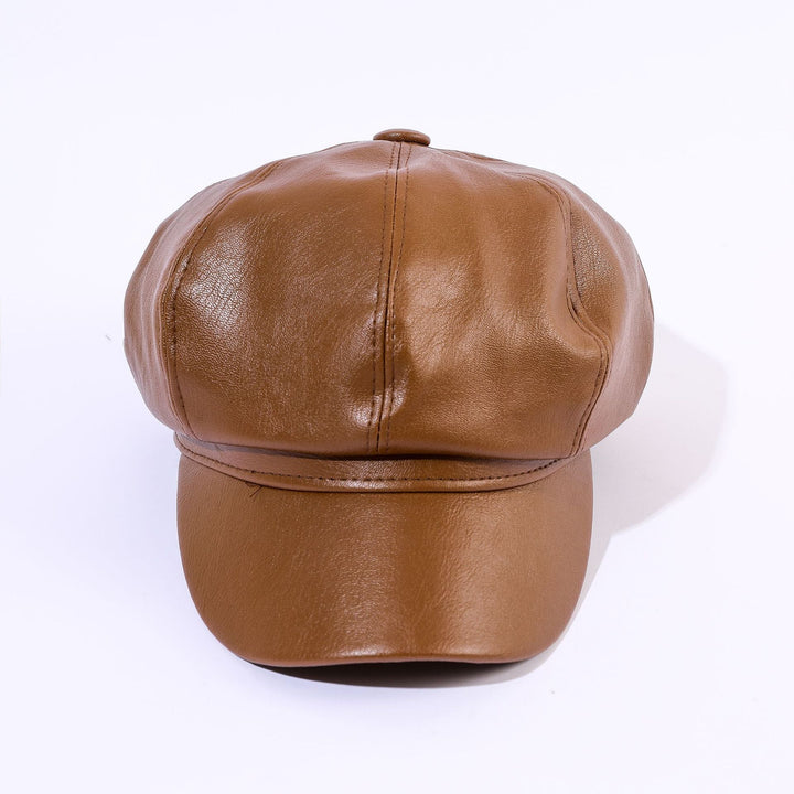 Damen Leder-Baker Boy Cap mit Klassischem Design Drune