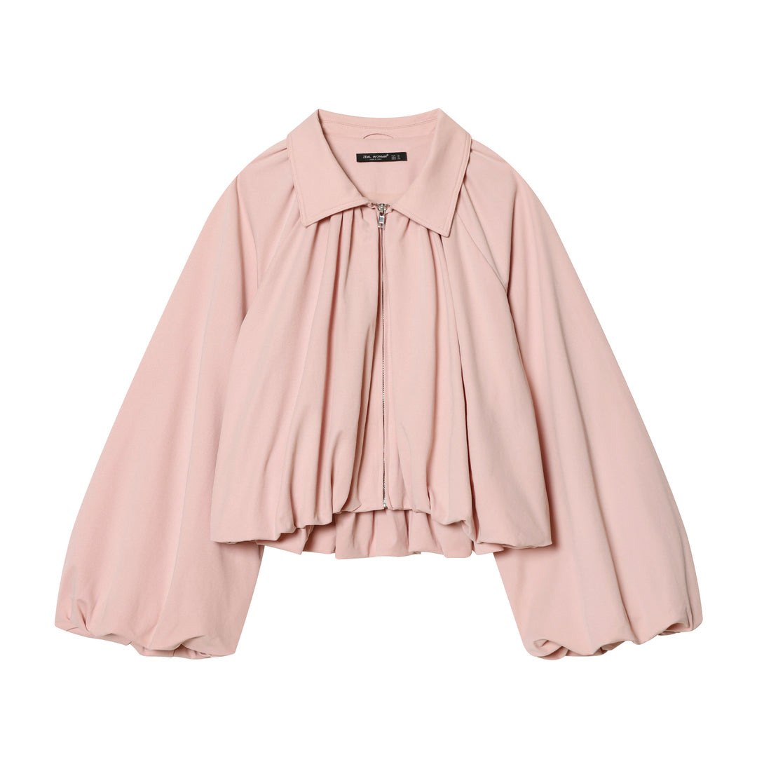 Damen nan taillierte Cape-Jacke mit geraffter Vorderpartie, Reißverschluss und ballonförmigen Ärmeln Drune