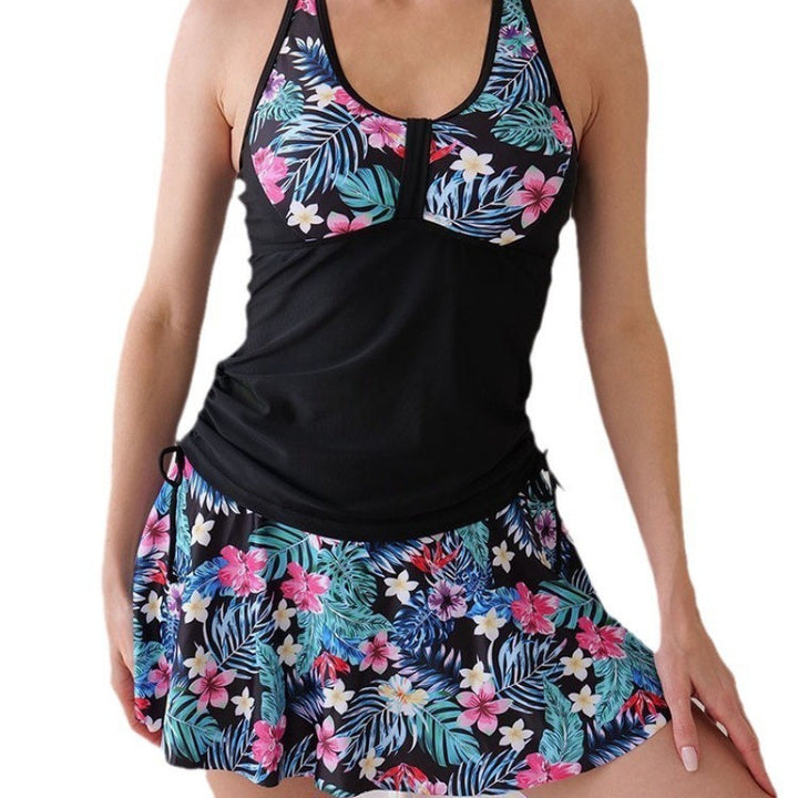 Damen Tankini mit floralem Oberteil und elegantem Rock Drune
