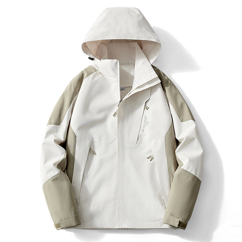 Herren Colorblock Softshell-Trekkerjacke mit Kapuze, verdeckten Reißverschlüssen und seitlichen Eingrifftaschen Drune