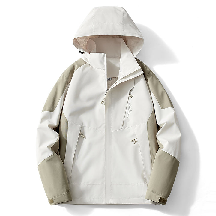 Herren Colorblock Softshell-Trekkerjacke mit Kapuze, verdeckten Reißverschlüssen und seitlichen Eingrifftaschen Drune
