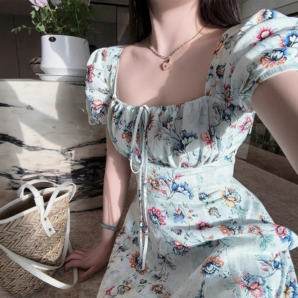 Damen Maxikleid mit raffiniertem Blumenprint und taillierter Silhouette Drune
