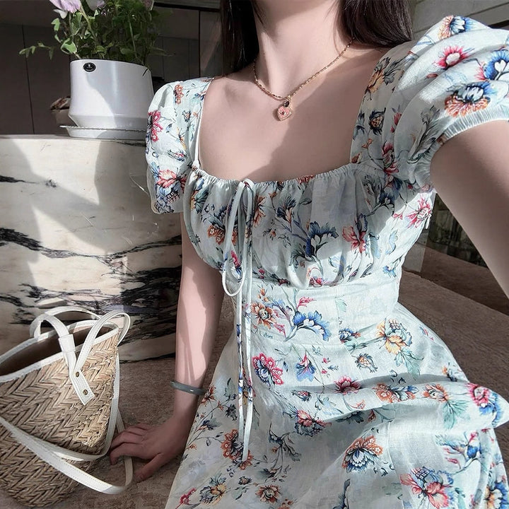 Damen Maxikleid mit raffiniertem Blumenprint und taillierter Silhouette Drune