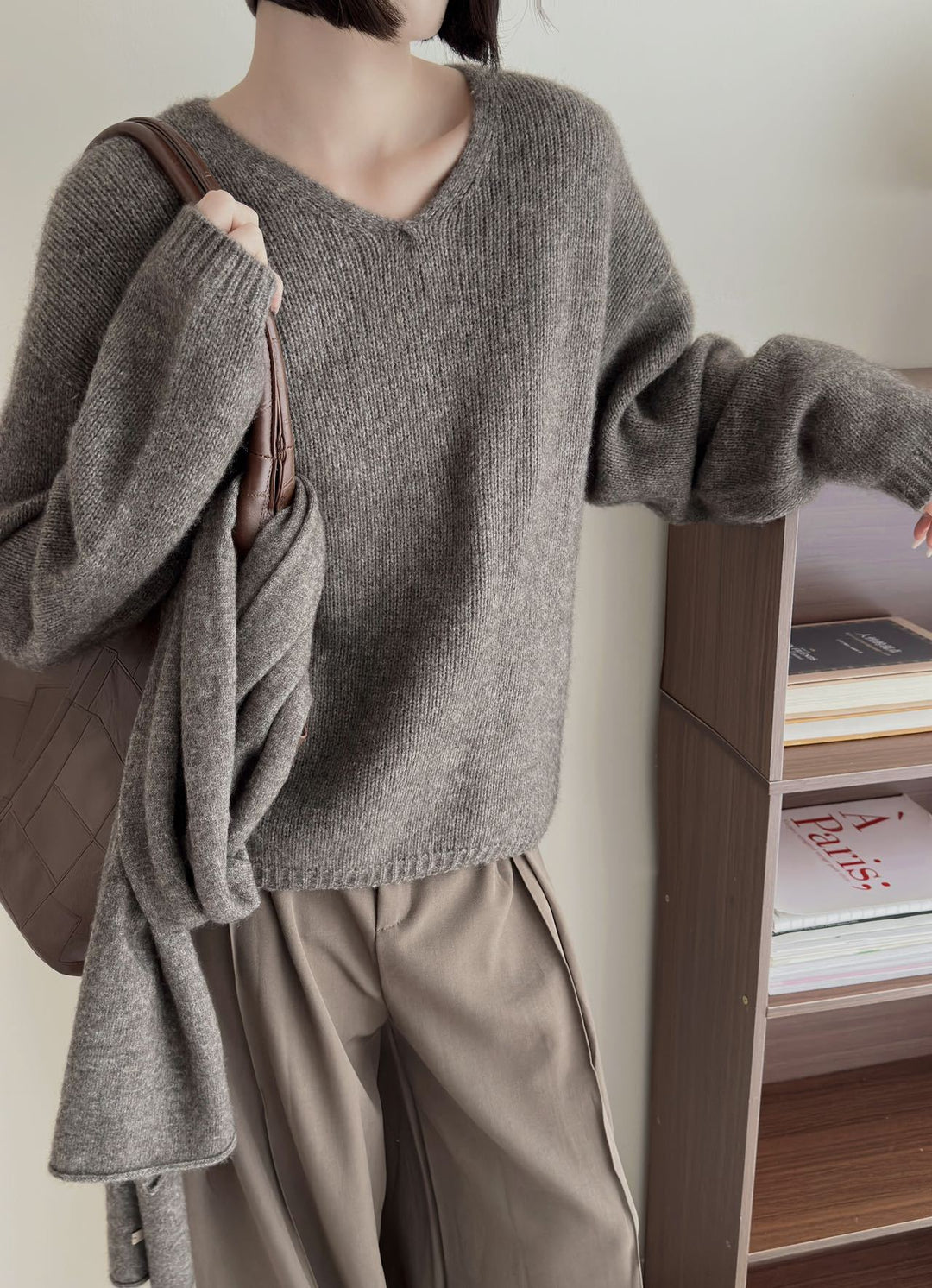 Femme Luxuriöser V-Ausschnitt Pullover Drune