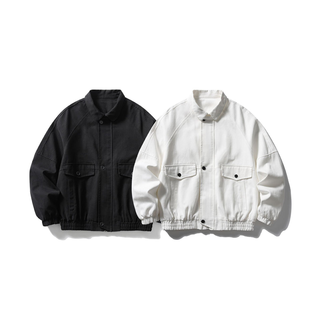 Unisex Boxy Canvas-Blousonjacke mit Pattentaschen und elastischem Saum Drune