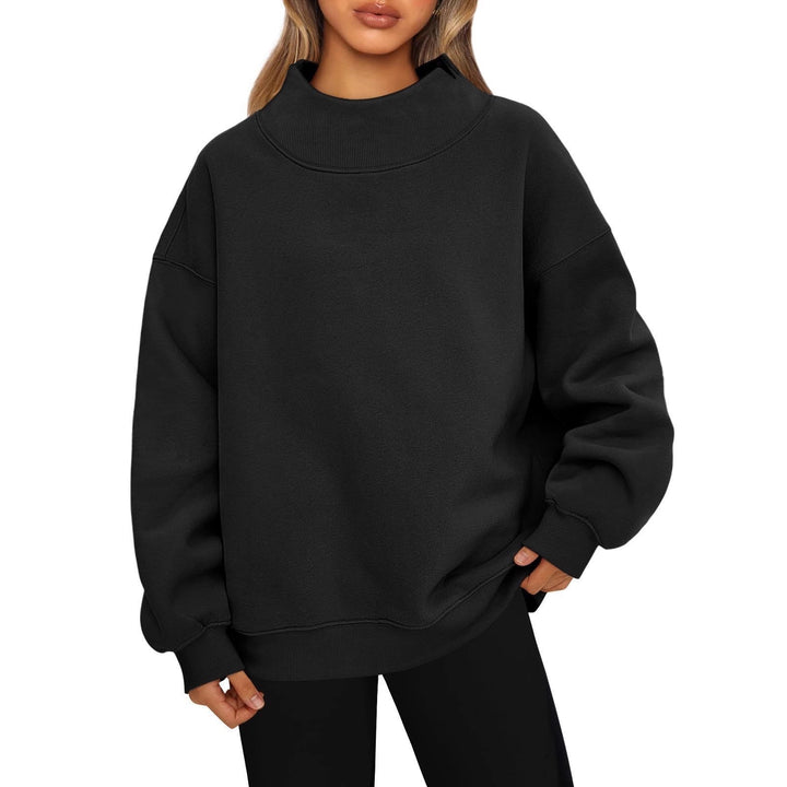 Damen Oversized-Sweatshirt mit hohem Stehkragen und überschnittener Schulter Drune