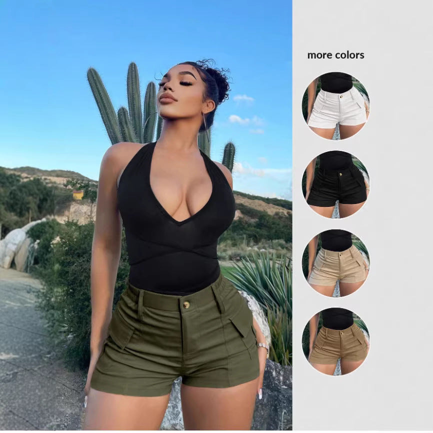 Damen Cargo-Shorts mit hohen Taille und praktischen Taschen Drune