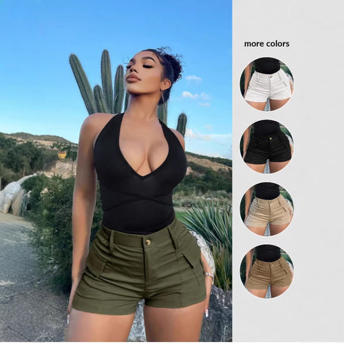 Damen Cargo-Shorts mit hohen Taille und praktischen Taschen Drune
