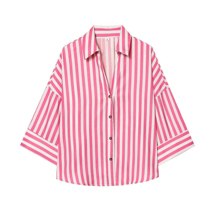 Damen Modernes gestreiftes Blusenshirt mit oversized Schnitt Drune