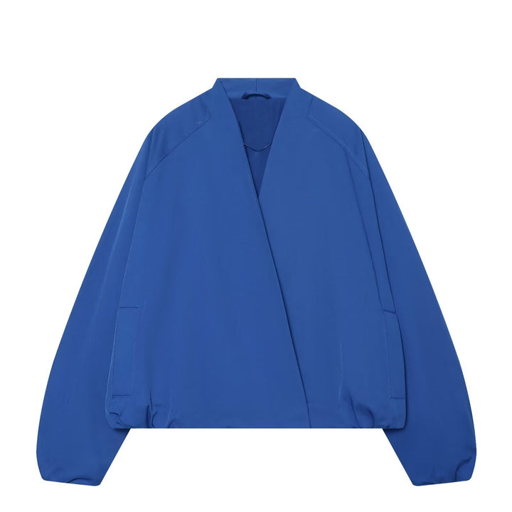 Damen Cropped Kimono-Jacke mit überschnittenen Ärmeln und elastischem Bund Drune