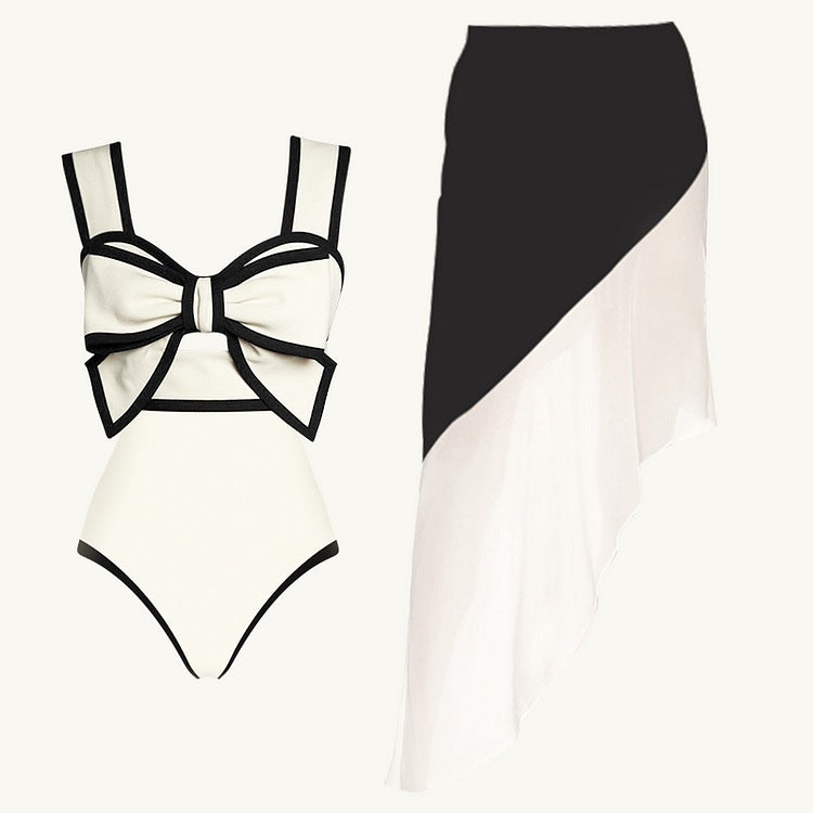 Damen Retro Badeanzug mit gepolstertem Oberteil und passendem Rock Drune