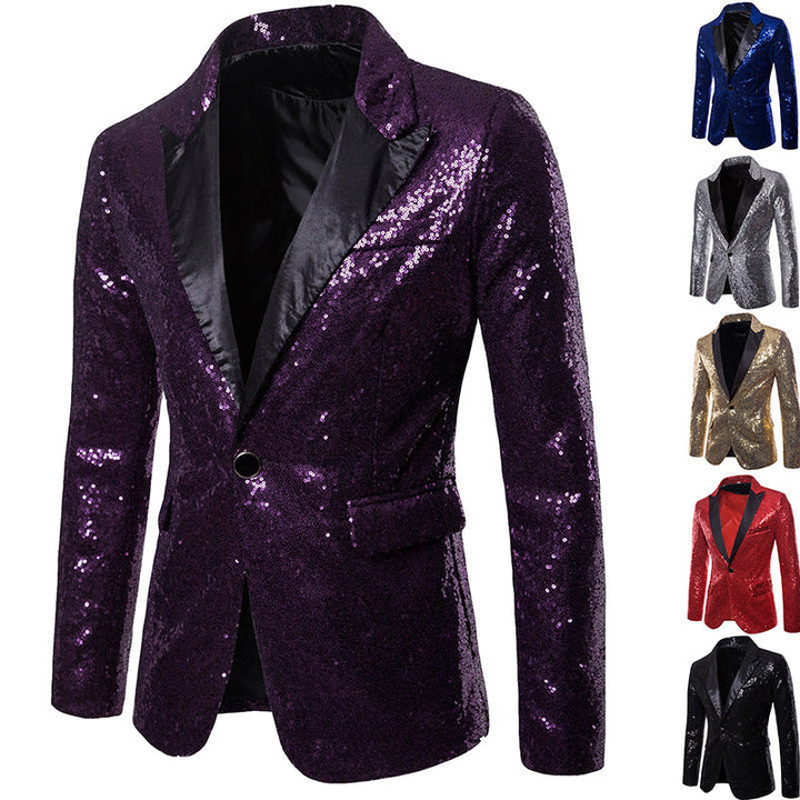 Herren Pailletten Formal Blazer Drune