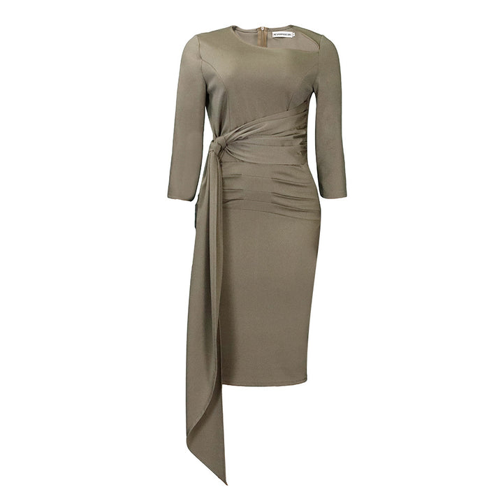 Damen Etuikleid mit eleganter Drapierung und asymmetrischem Saum Drune