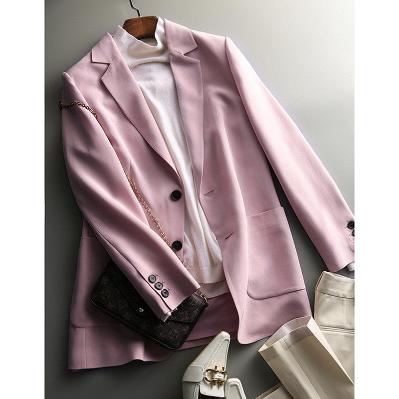 Damen Leichter taillierter Einreiher-Blazer mit krempelbaren dreiviertel-Ärmeln Drune