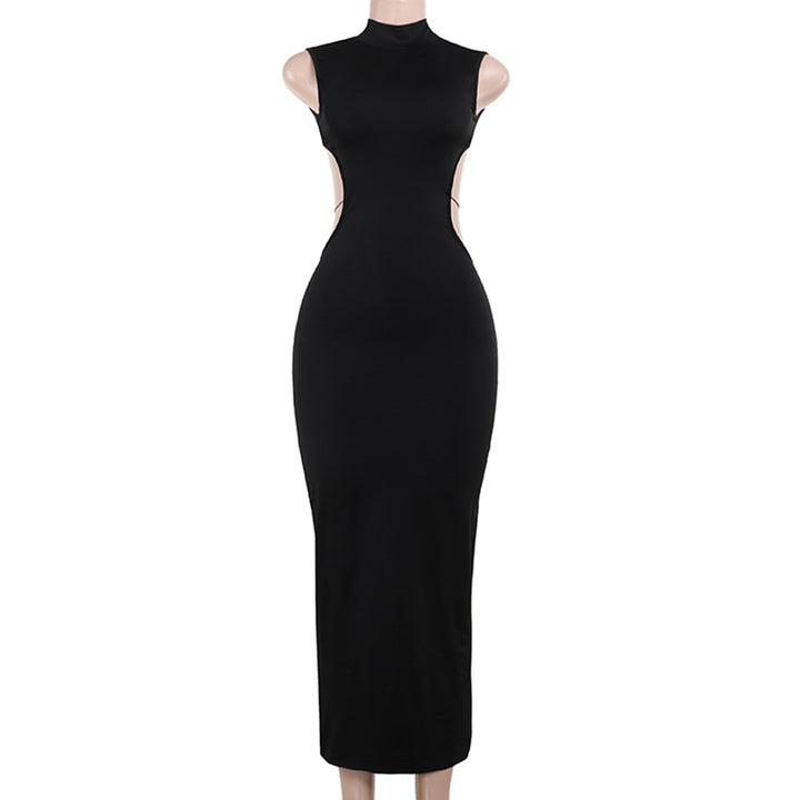Damen figurbetontes Abendkleid mit Stehkragen und Cut-Outs Drune