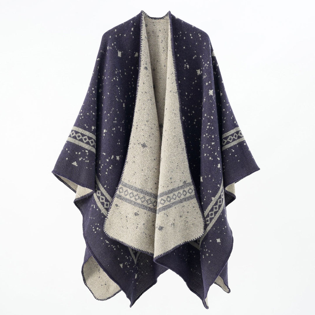 Damen Oversize-Umhangcape aus Wollmix mit zweifarbiger Wendestruktur Drune