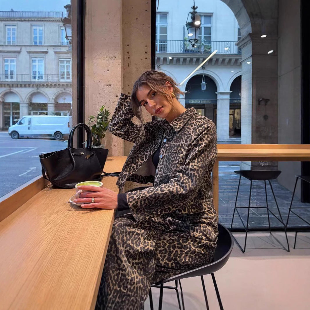 Damen Leoparden-Print Kurzjacke Drune