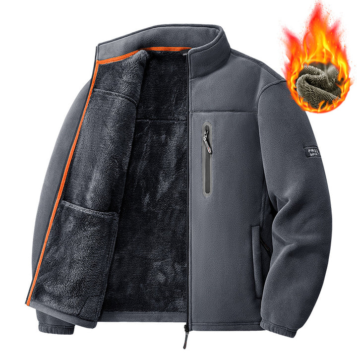 Herren  Thermo-Fleecejacke mit hochflorigem Teddyfutter, Brust-Reißverschlusstasche und winddichter Front Drune