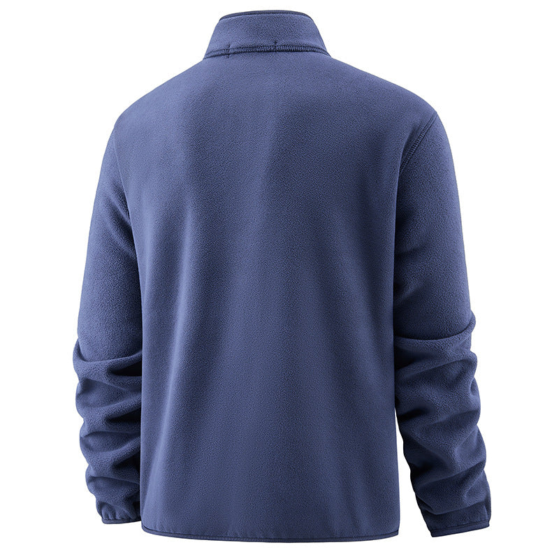 Herren Fleece-Pullover mit Stehkragen und Druckknopf-Leiste für wärmende Zwischenschicht Drune