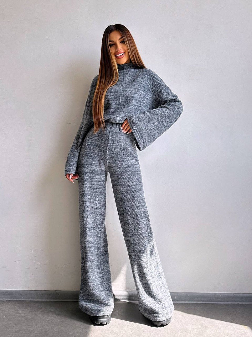 Damen Loungewear-Set mit weitem Schnitt und modernem Rippdesign