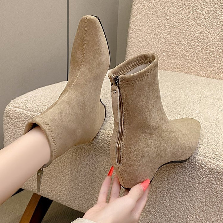 Damen Modische Ankle-Stiefel mit elegantem Sitting Drune