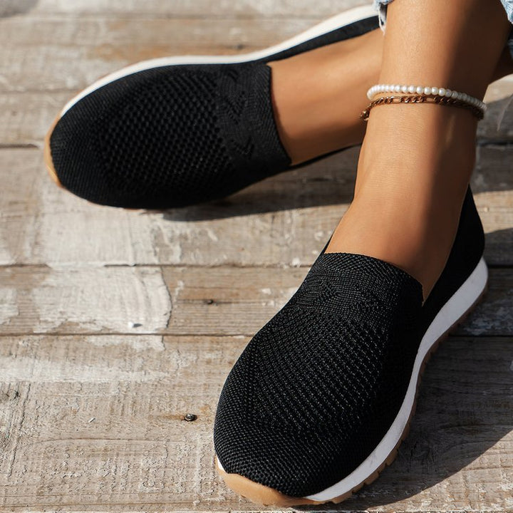 Damen Slip-On Sneakers mit atmungsaktivem Mesh-Obermaterial und rutschfester Sohle Drune