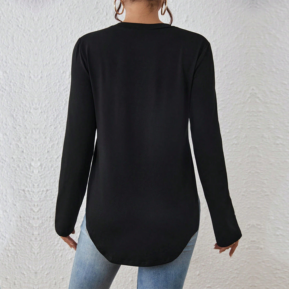 Damen Langarmshirt mit seitlichen Schlitzen, Rundhalsausschnitt und entspannter Casual-Passform Drune