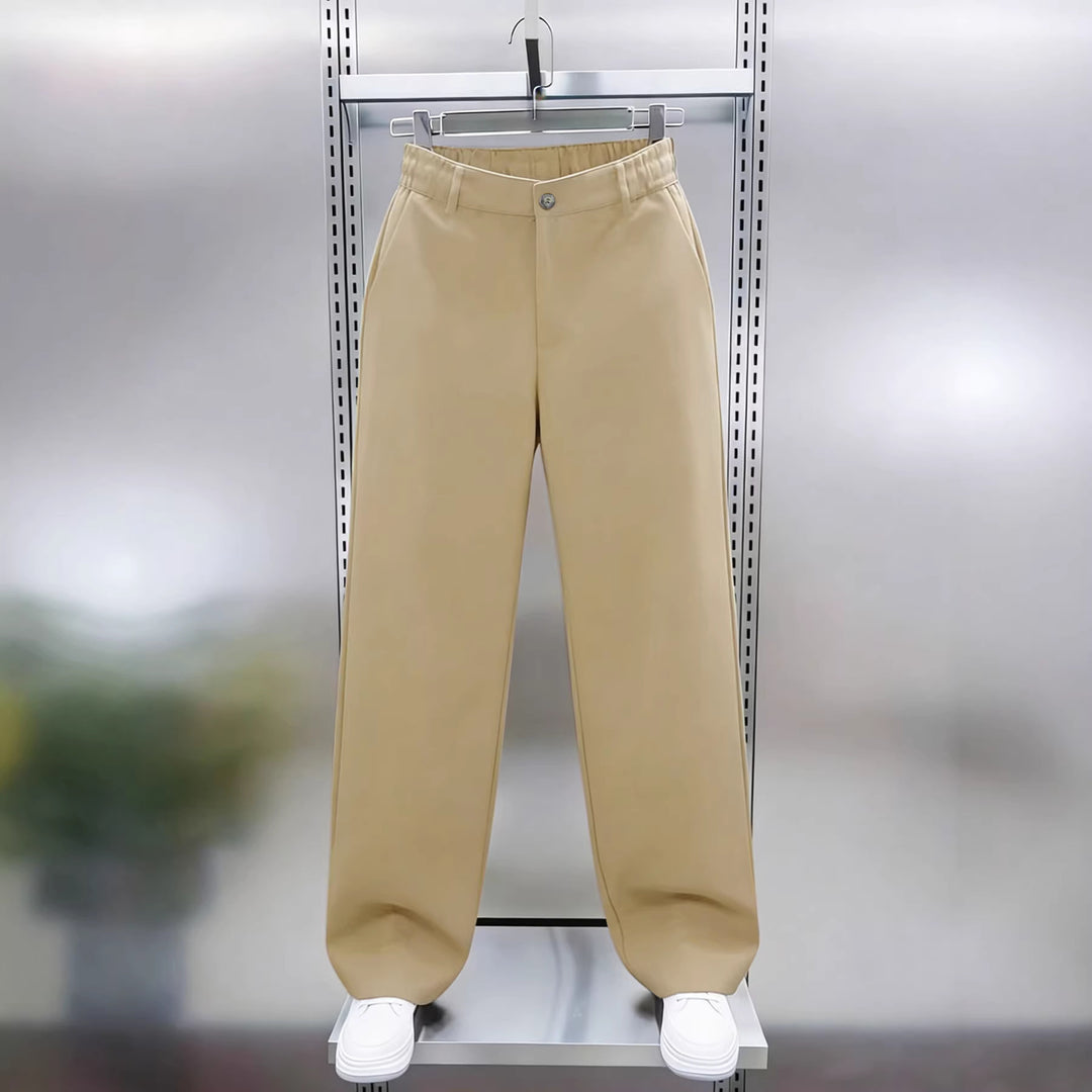 Herren Weite Chinohose mit hoher Taille und elastischem Rückbund Drune