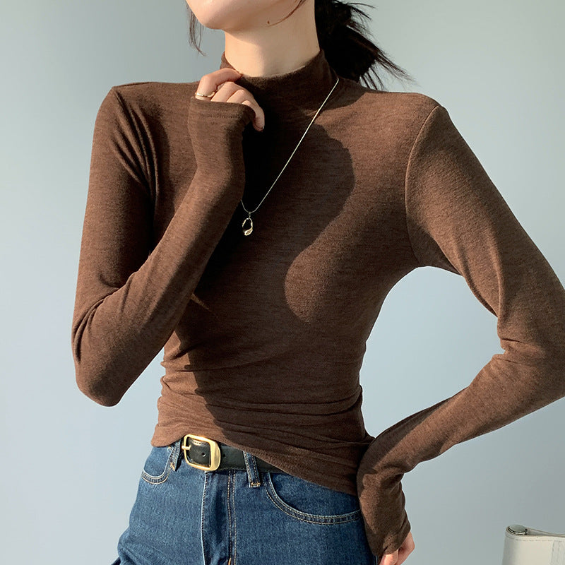 Damen Elegant und Bequem Langarmshirt mit Stehkragen Drune