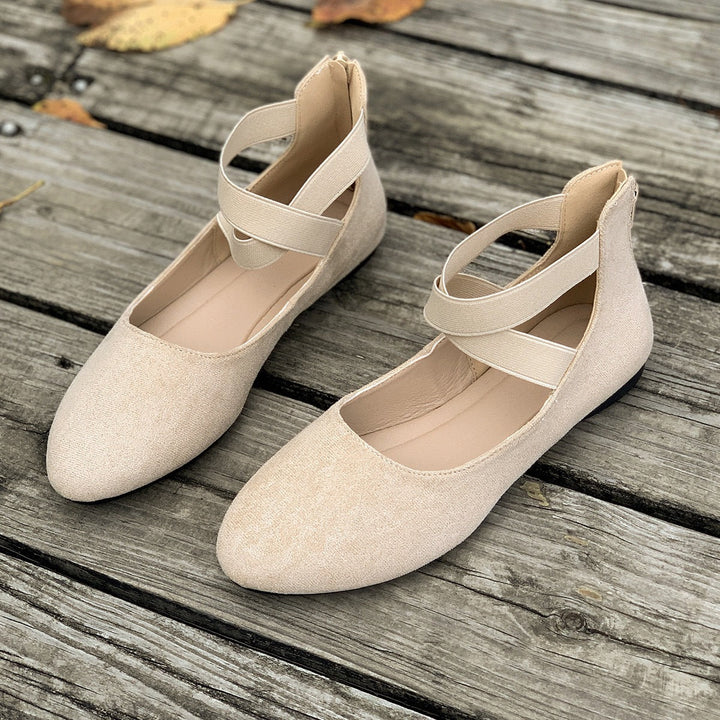 Damen Ballerinas mit elastischen Kreuzgurten Drune
