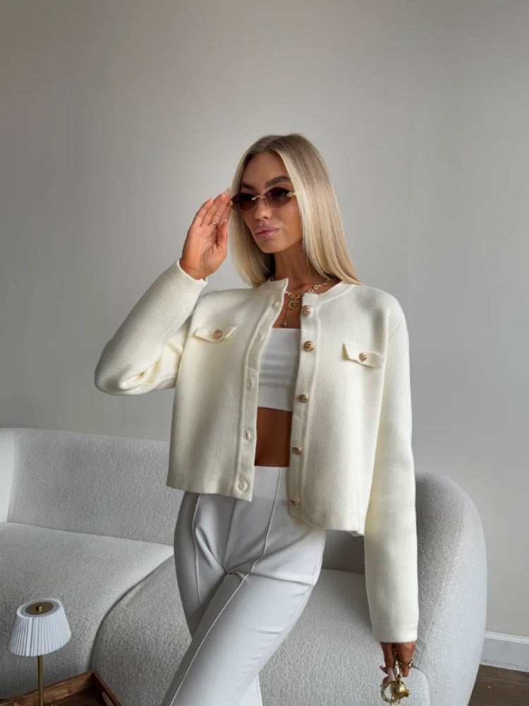 Damen Modische Kurze Strickjacke Drune