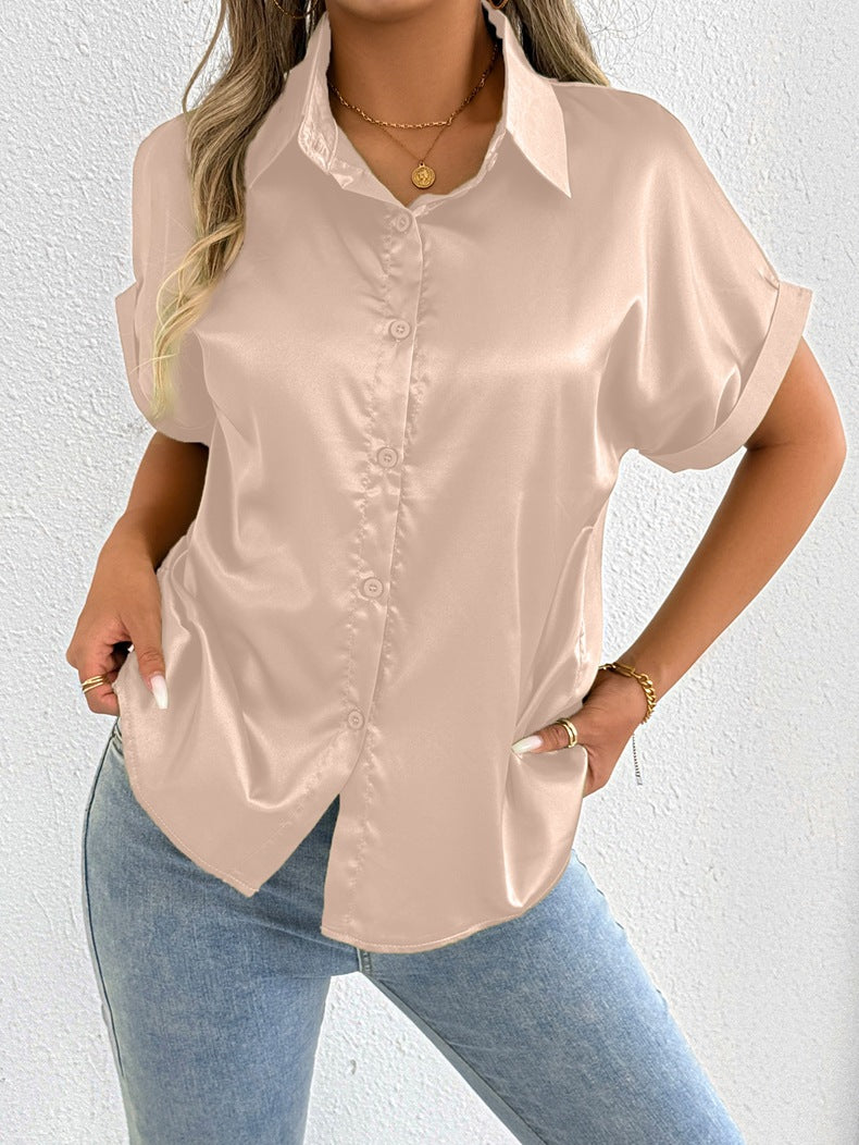 Damen Satinbluse mit lässigem Schnitt und elegantem Kragen Drune