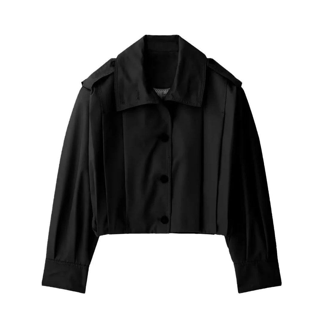 Damen nan cropped Kurzblazer mit kastigem Schnitt, verlängerter Manschette und präzisen Abnähern Drune