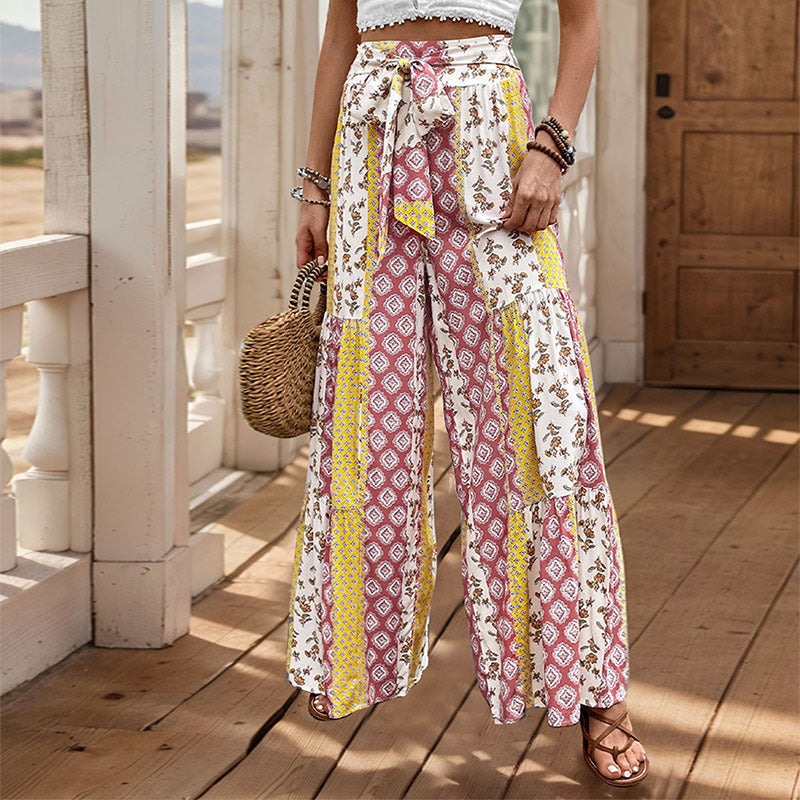 Damen Weit geschnittene Palazzo-Hose mit floralem Muster Drune