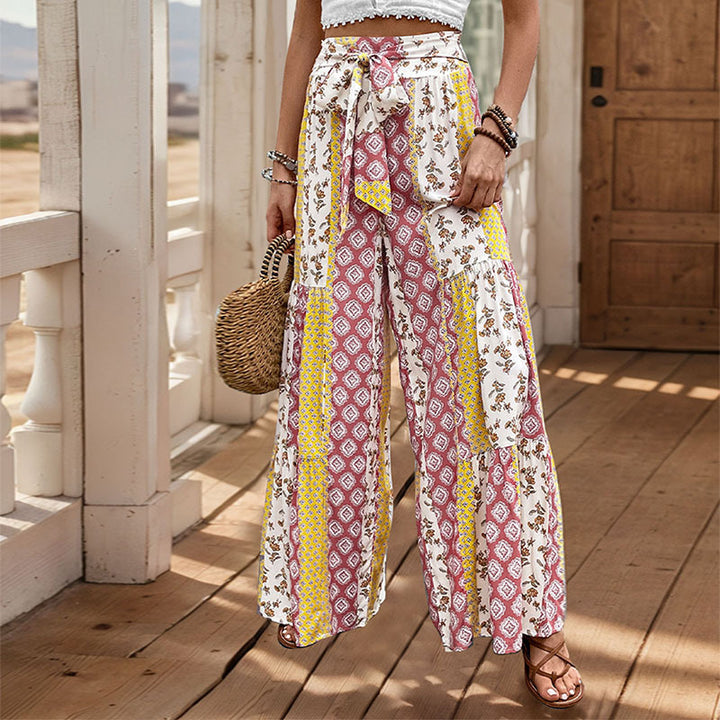 Damen Weit geschnittene Palazzo-Hose mit floralem Muster Drune