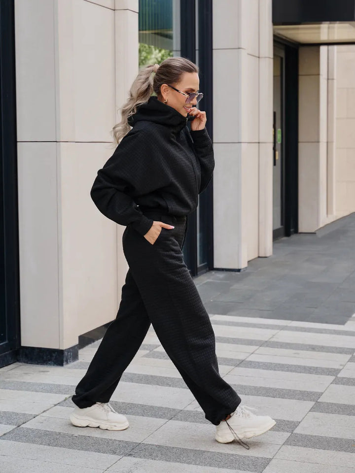 Damen bequemer Kapuzenpullover mit weitem Hosenanzug Drune