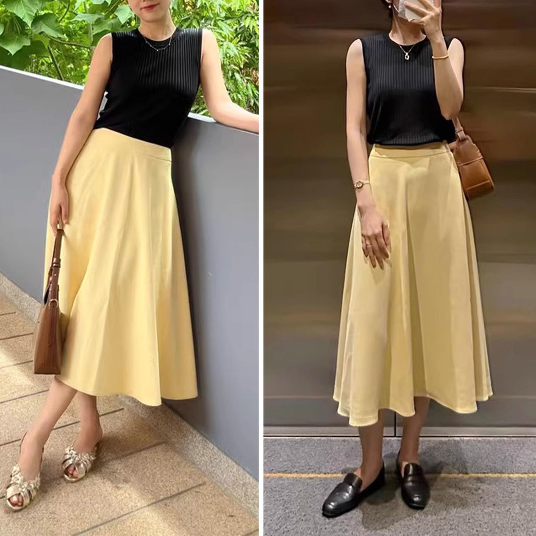 Damen Eleganter Midirock mit fließendem Schnitt Drune