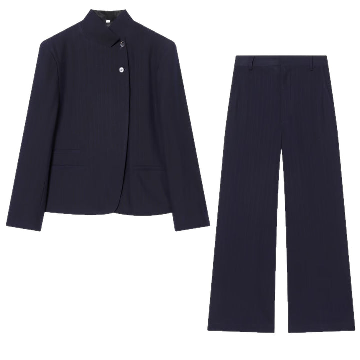Damen Kurzblazer mit Funnelkragen und asymmetrischer Knopfleiste Drune