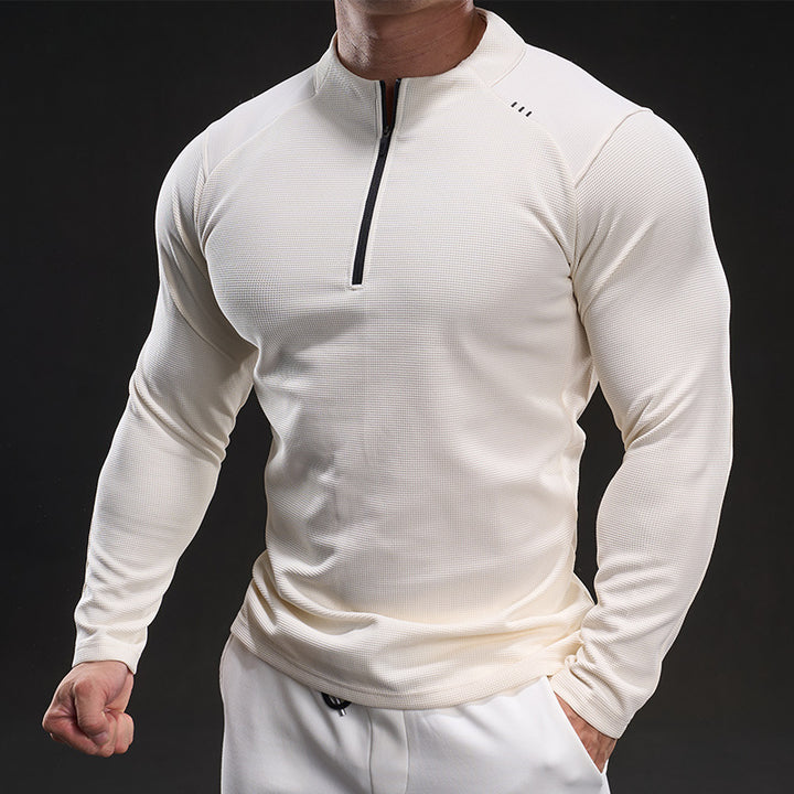 Herren Atmungsaktives Funktions-Langarmshirt mit kurzem Reißverschluss und Slim‑Fit Drune