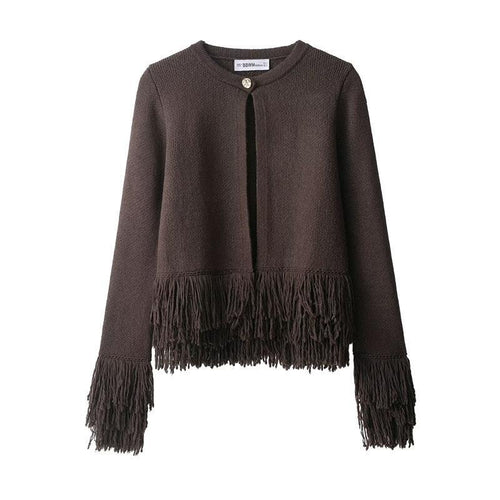 Damen Fransen Strickjacke mit exklusive Verarbeitung Drune