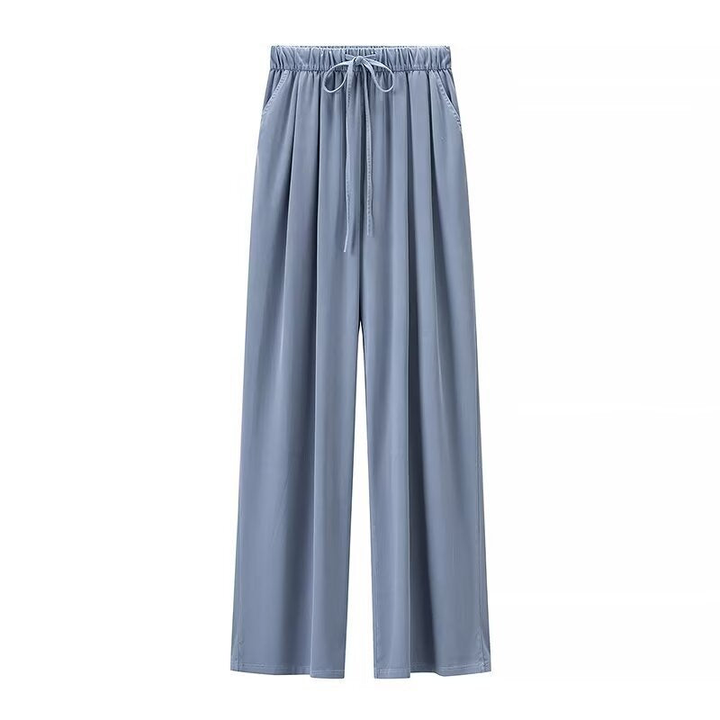 Damen Weite Palazzo‑Hose mit hohem Elastbund, Tunnelzug und Eingrifftaschen Drune