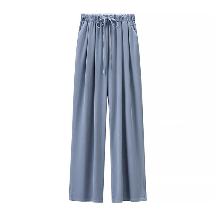 Damen Weite Palazzo‑Hose mit hohem Elastbund, Tunnelzug und Eingrifftaschen Drune